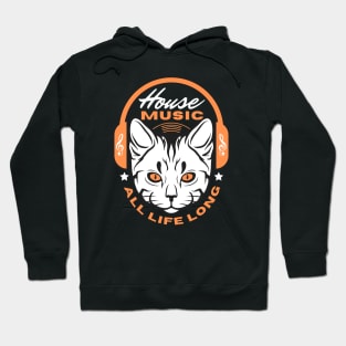 HOUSE MUSIC  - Headphone Cat (Orange) Hoodie